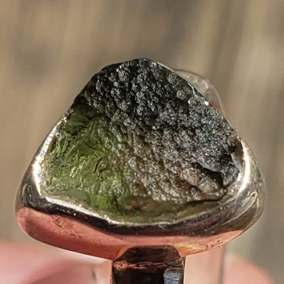 Genuine Moldavite Ring ~ 925 Sterling Silver - Picture 5 of 15